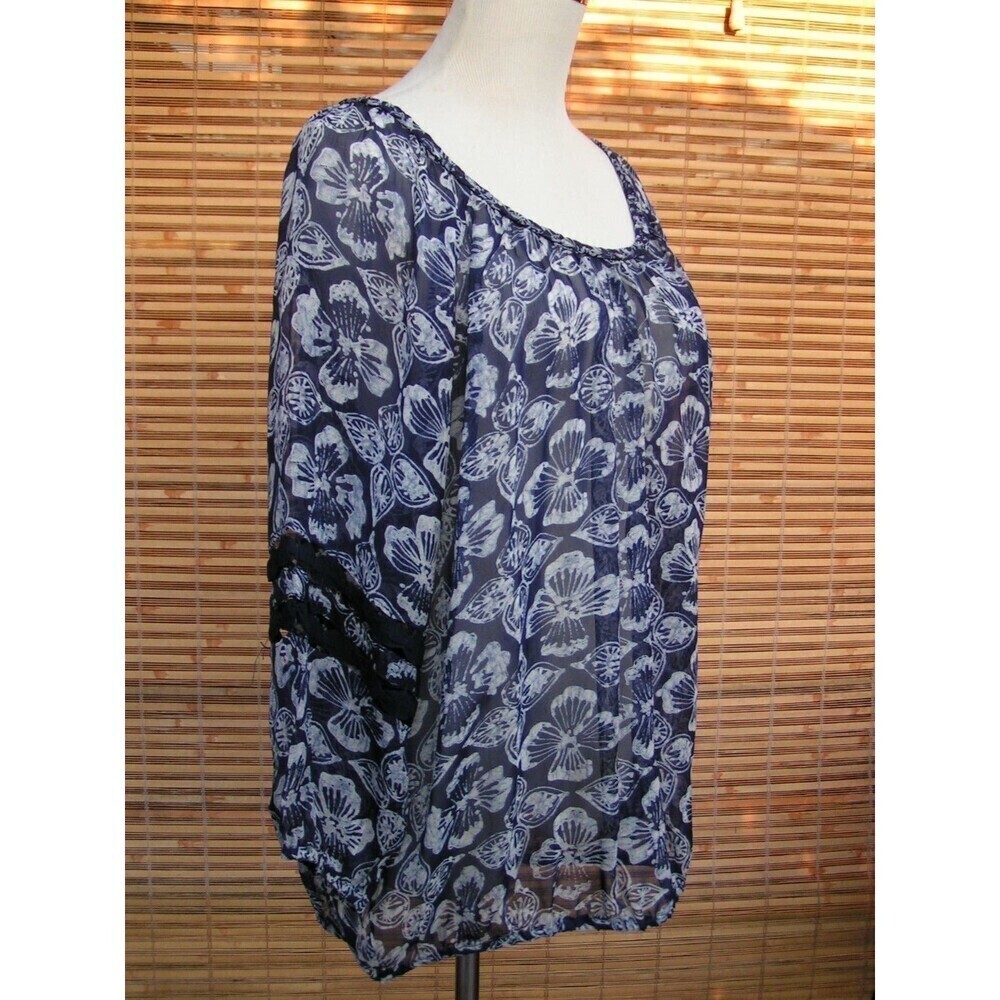 LUCKY BRAND 100% Rayon Floral Print Elastic Hem Peasant Blouse SM EXCELLENT!! - Picture 4 of 7